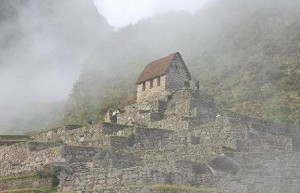 Inca Building of the Caretakers Hut in Machu Picchu Peru