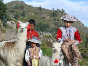Peruvian Children with Llama - Colca Canyon