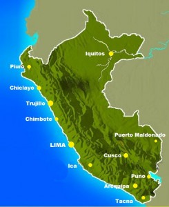Peru Map - City Locations