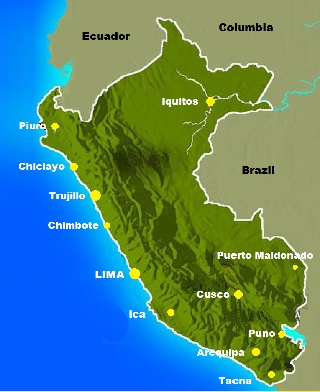 Peru Map - Major Cities - The Only Peru Guide