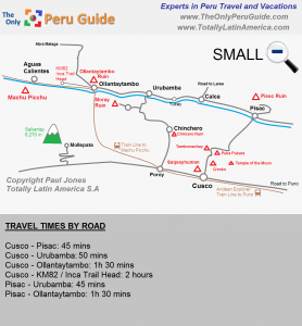 Large Map of the Sacred Valley of the Incas, Peru