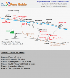 Map of the Sacred Valley of the Inca's in Peru