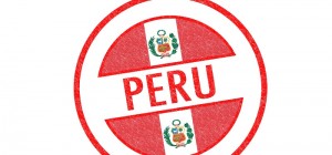 Red passport type stamp of Peru