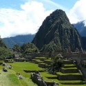 Alternative view of Machu Picchu in Peru, Panoramic photo of ruins