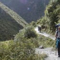 Lone hiker on the Inca Trail to Machu Picchu in Peru