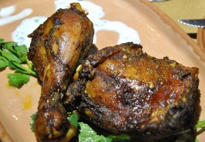 Chicken tandoori at Korma Sutra restaurant in Cusco, Peru