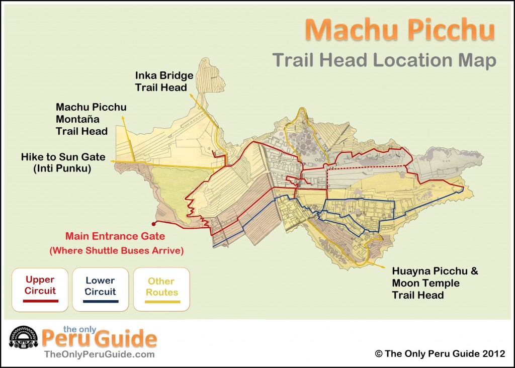 Location Map Machu Picchu Trail Heads The Only Peru Guide