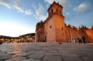 Nightfall over Cusco Cathedral, Peru