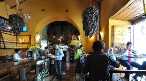 Bar area at Cicciolina Restaurant in Cusco, Peru