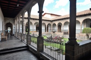 Patio, cloisters and fountain in the Museum ofReligious Art in Cusco, Peru