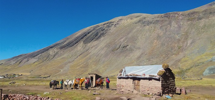 An indigenous hut seen from the Vinicunca Peru hike